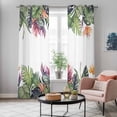 thumbnail image 5 of Palm Leaves Kitchen Curtains 84 Inch Length, Summer Botanical Tropical Plants Grommet Top Bedroom Living Room Curtains, Light Filtering Cafe Curtain Drapes 2 Panels Set 84''x84'', 5 of 9