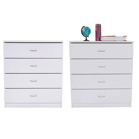 Bed End Storage Ktaxon Set of 2 Night Stand 4 Drawers Wood End Table Bedside Table Organizer Storage Table White ()