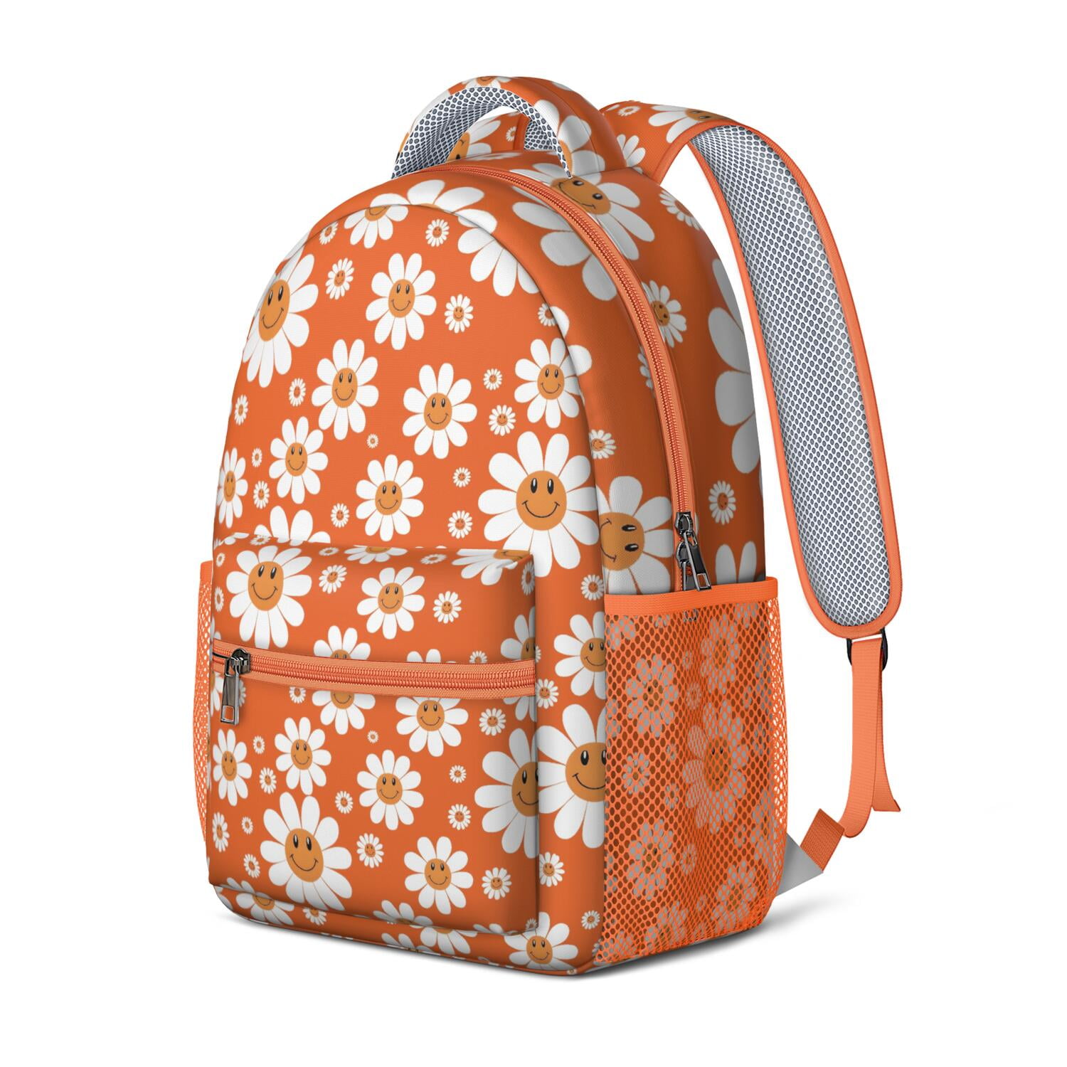 Floral Watercolor Daisy Artwork Backpack - Waterproof & Breathable for College Students
