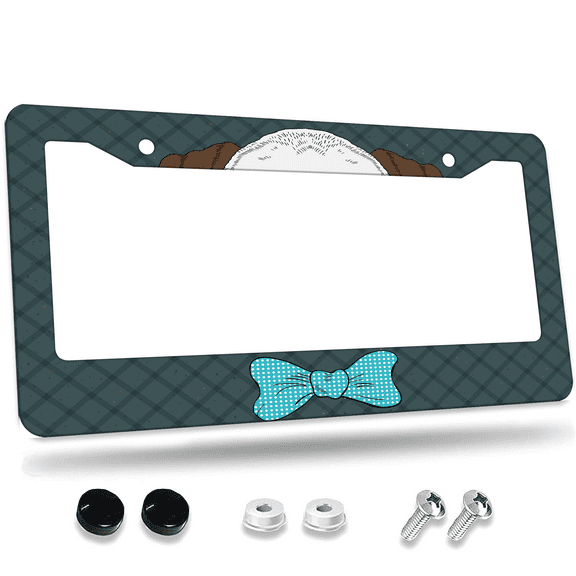 1 Pcs Stylish Dog Portrait License Plate Frame, License Plate Cover for Car Decorative Parts, Aluminum License Plate Bracket Holder Rust-Proof for US Standard Car