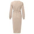 thumbnail image 6 of Sngxgn Womens Knit Dress Square Neck Long Sleeve Knee Length Dresses(Khaki,L), 6 of 7