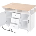 thumbnail image 2 of Dual Drop Leaf, 55.7'' Kitchen Island | Convertible Dining, Workstation, with Charging & Storage, 2 of 6