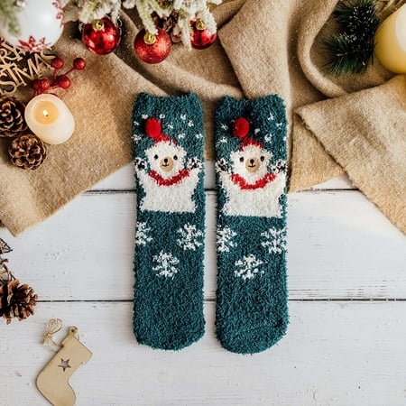 

10 pair Christmas Socks Warm Coral Velvet Thick Christmas Socks Sleep Cartoon Floor Fuzzy Christmas Socks Color Random