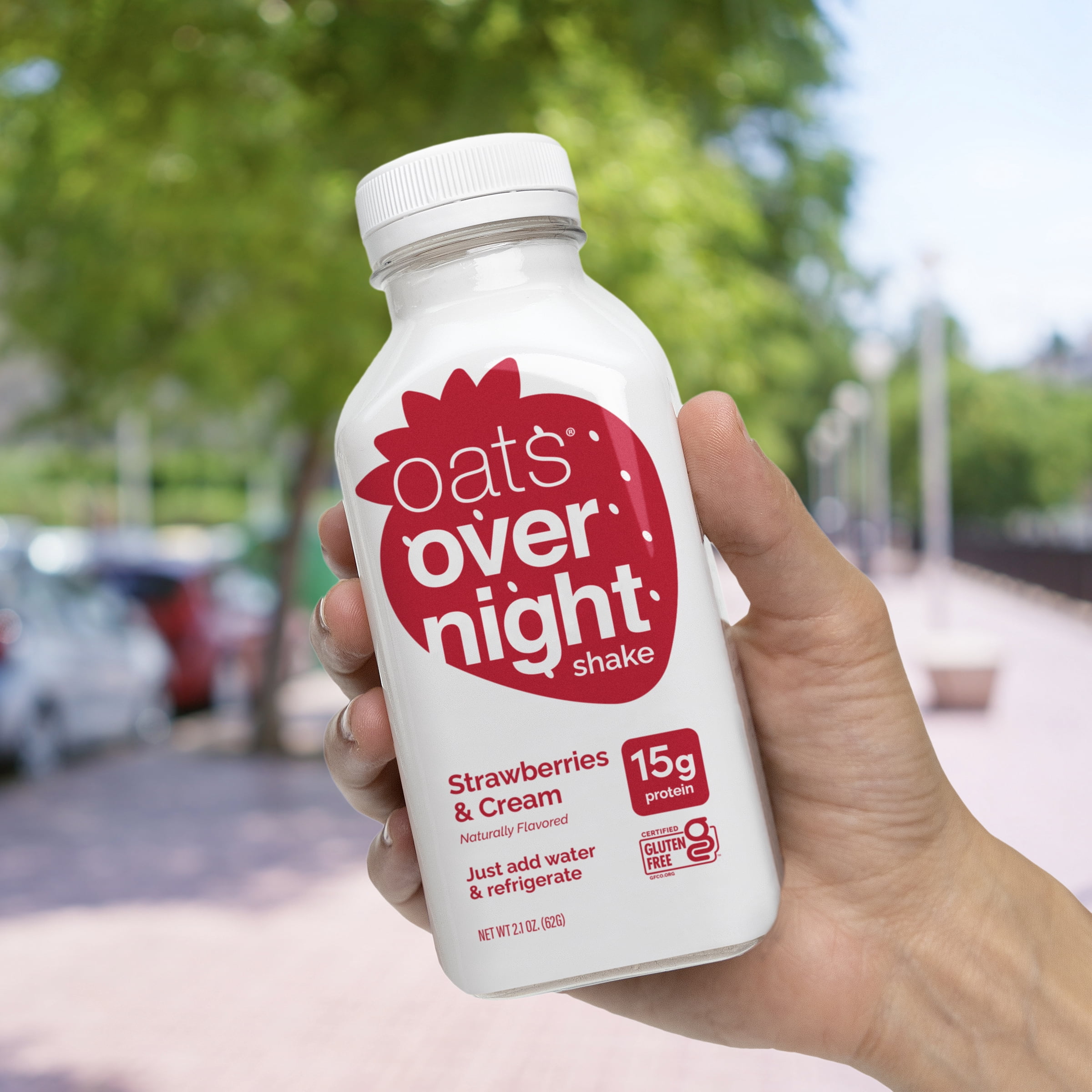 (10 pack) Oats Overnight Strawberries & Cream Protein Overnight Oatmeal Shake, 2.1 oz, 1 Count