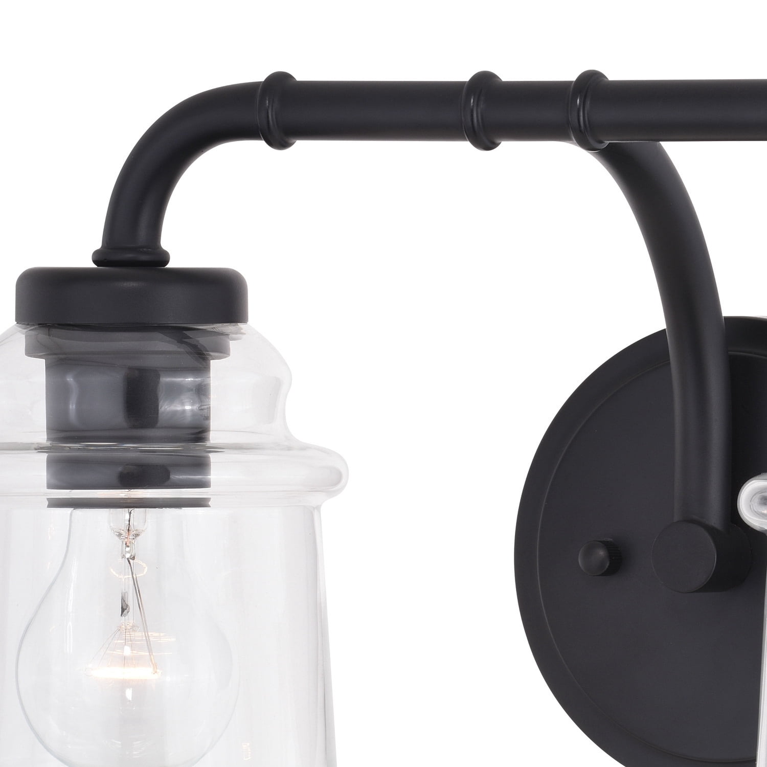 Black Vanity Light Fixture Industrial Bathroom Lighting Clear Glass 2 Light