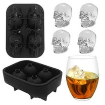 Ice Cube Trays 3D Skull Food-Grade Silicone Mold Maker Chocolate Whiskey Cocktails Party Easy-Release BPA Free