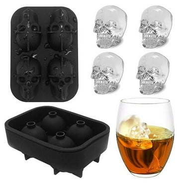 Ice Cube Trays 3D Skull Food-Grade Silicone Mold Maker Chocolate Whiskey Cocktails Party Easy-Release BPA Free