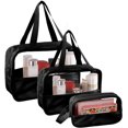 thumbnail image 2 of Juego de 3 Bolsa de Cosméticos Transparente, Bolsa Neceser De Viaje, Bolsa de Maquillaje, Bolsa Grande Capacidad PVC Impermeable, para Almacenamiento De Cosméticos Accesorios Viajes (Negro), 2 of 4