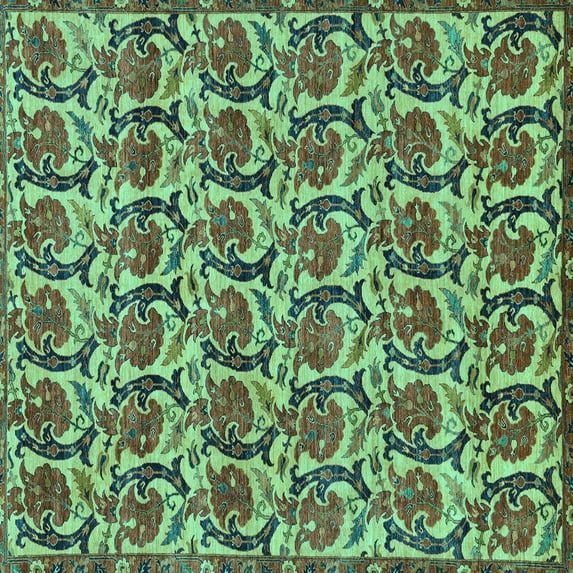 Ahgly Company Machine Washable Indoor Square Abstract Turquoise Blue Modern Area Rugs, 5' Square