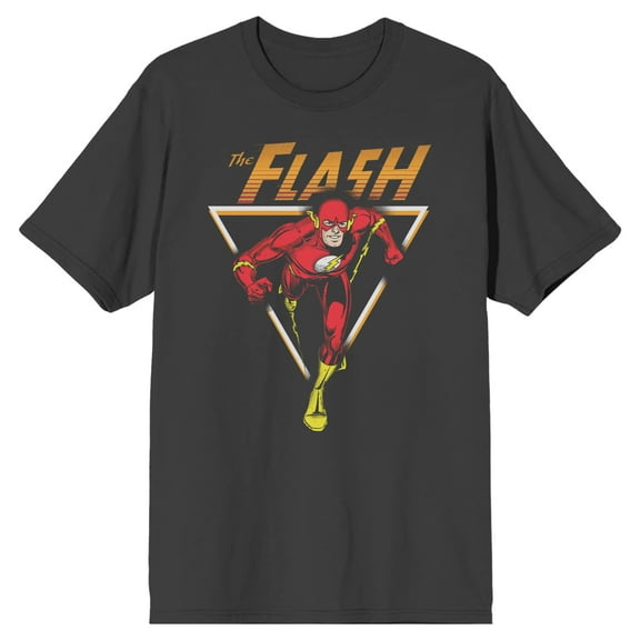 Justice League Flash Triangle Frame Men's Charcoal T-shirt - Medium