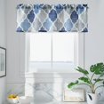 thumbnail image 2 of Lattice Moroccan Tile Print Valances for Windows Geometric Quatrefoil Kitchen Curtains Valances Semi Sheer Rod Pocket Valance Window Treatment, 54 x 18 Inch, Spa/Gray, 1 Panel, 2 of 6