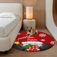 thumbnail image 2 of Round Rugs 3Ft, Red Gnomes Christmas Round Area Rug Washable Indoor Throw Carpet, Snowflake Xmas Balls Small Non Slip Circle Rug for Bedroom Living Room Home Decor Aesthetic, 2 of 8