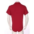thumbnail image 4 of Yeahdor Mens One Piece Short Sleeve Bodysuit Pajamas Press Button Crotch Romper T-Shirt Nightwear Red-B XL, 4 of 7