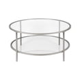 thumbnail image 1 of Henn&Hart Two Shelf Round Metal Nickel Coffee Table with Glass Top, 1 of 7