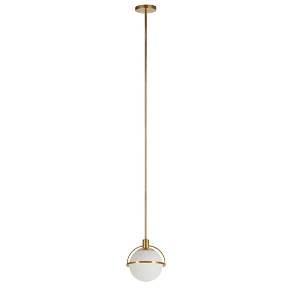 Evelyn&Zoe 9.38" Brass Metal/Glass Pendant
