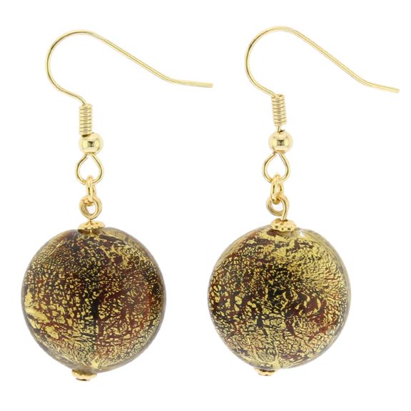 GlassOfVenice Murano Glass Ca D'Oro Earrings - Cognac