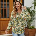 thumbnail image 3 of DISNIMO Flower Printed Hoodies for Women Waffle Sweatshirts Long Sleeve Pullover Tops Fall Winter Outfits, XL, 3 of 7