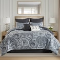 thumbnail image 2 of Regency Heights 8-Piece Comforter Set Reversible Floral Bedding with Bed Skirt and Decor Pillows,King,Black, 2 of 6