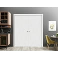 thumbnail image 3 of Sliding Closet Double Bi-fold Doors 96 x 96 inches | Planum 0990 Painted White | Sturdy Tracks Moldings Trims Hardware Set | Wood Solid Bedroom Wardrobe Doors, 3 of 5