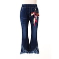thumbnail image 2 of MSemis Kids Girls Casual Denim Jeans Bell Bottoms Ruffle Tassel Hem Flare Pants Blue 13-14, 2 of 7