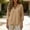 Khaki 01, variant on Textured V-Neck Tee for Women, Cotton Long Sleeve Casual Daily Wear Summer Fall Beach Basic Top