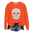 thumbnail image 5 of WEIWEN Halloween Sweatshirts for Women Oversized Skull Printed Long Sleeve Fall Outfits Halloween Sweaters for Women Going Out Tops Women's Clothing Spooky Season Clothes Orange, M, 5 of 5