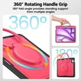 thumbnail image 5 of FJLBDE Case for iPad Air 13 Inch M3 2025/M2 2024 12.9 inch (3rd/4th Gen) with 360 Rotating Stand, Shoulder Strap, Heavy Duty Shockproof Cover, Rose, 5 of 7
