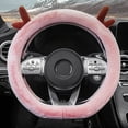 thumbnail image 4 of NETSENG Housse de Volant de Voiture en Bois de Cerf Épaisse Peluche Chaude d'Hiver Mode Mignonne Housse de Volant de Voiture Respirante Antidérapante 38cm, 4 of 5