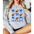 thumbnail image 3 of Detroit Football Sweatshirt for Women Teens and Kids Footballs and Blue Coquette Bows Pullover Gray Sweatshirt Adult X-Large, 3 of 4