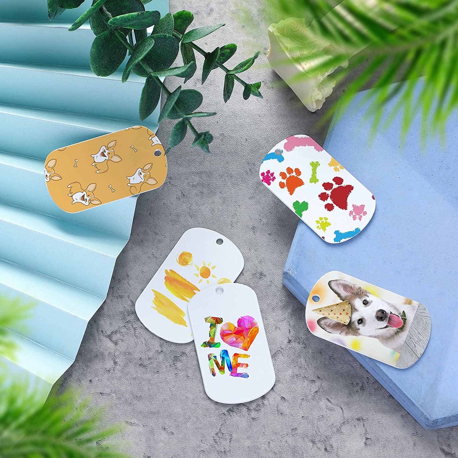 Sublimation Blank Dog Tag Blank Military Style Dog Tags Stamping Blank Tag Pendants Heat Transfer Pet Tag with Hole for Necklace Bracelet Dog Tags