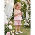 thumbnail image 6 of BemeyourBBs Toddler Baby Girl Summer Clothes Infant Baby Girls 2 Piece Outfits Crochet Granny Square Floral Embroidered Eyelet Sleeveless Plaid Print Tank Tops and Ruffled Shorts Set, 6 of 9