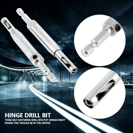- VGEBY 6pcs Self Centering Hinge Cabinet Door Wood Drill Bit Set 5/64 7/64 9/64 11/64 13/64 1/4, Hinge Drill Guide, Self Centering Hinge Drill Bit