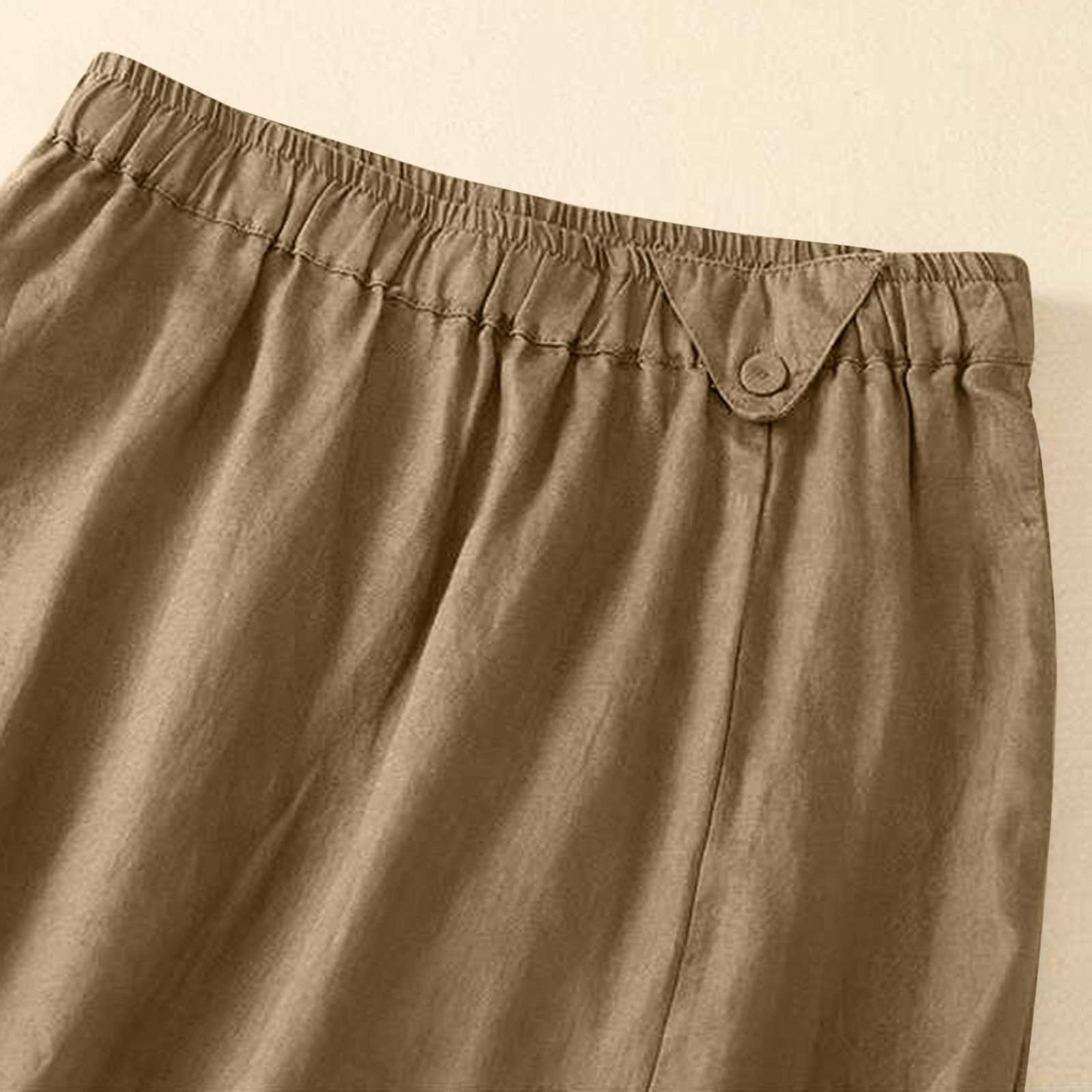 Cavosen Tennis Skirts for Women Midi Calf Length Skirts Pleated Summer Skirts High Waist Plain Pencil Skirts Loose Dress Button Athletic Beachwear Casual Resortwear Brown 2XL