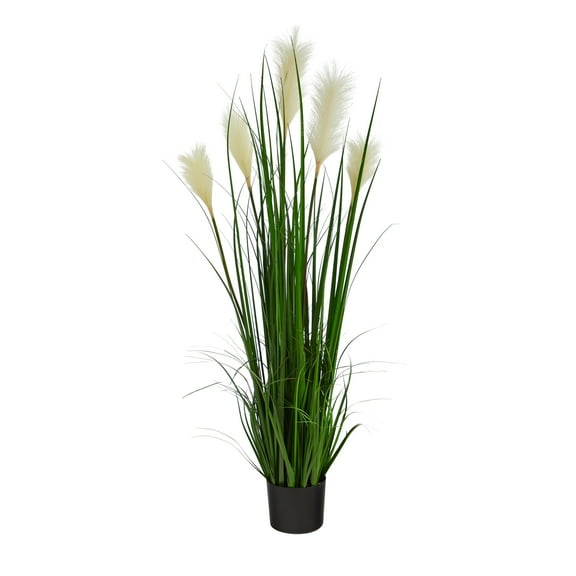Nearly Natural 4' Plastic Green Plume Grass Artificial Plant