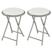 Trademark Home 18-Inch Folding Bar Stool Heavy-Duty, White, Set of 2