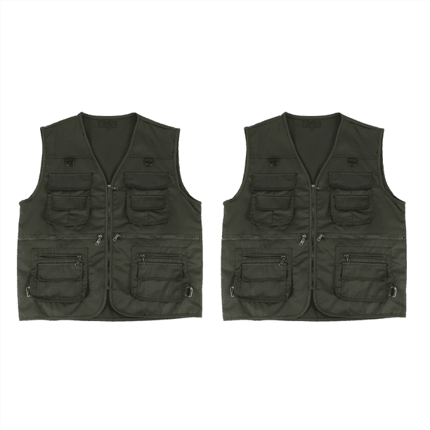 2X Men's Fishing Vest with Multi-Pocket Zip for Photography / Hunting /  Travel Outdoor Sport - Green , XXXL 