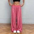 thumbnail image 2 of vigerkar Women Sequin Flared Trousers High Waisted Sparkly Wide Leg Trousers Party Clubwear Shiny Bell Bottom Pants (Hot Pink, XXL), 2 of 8