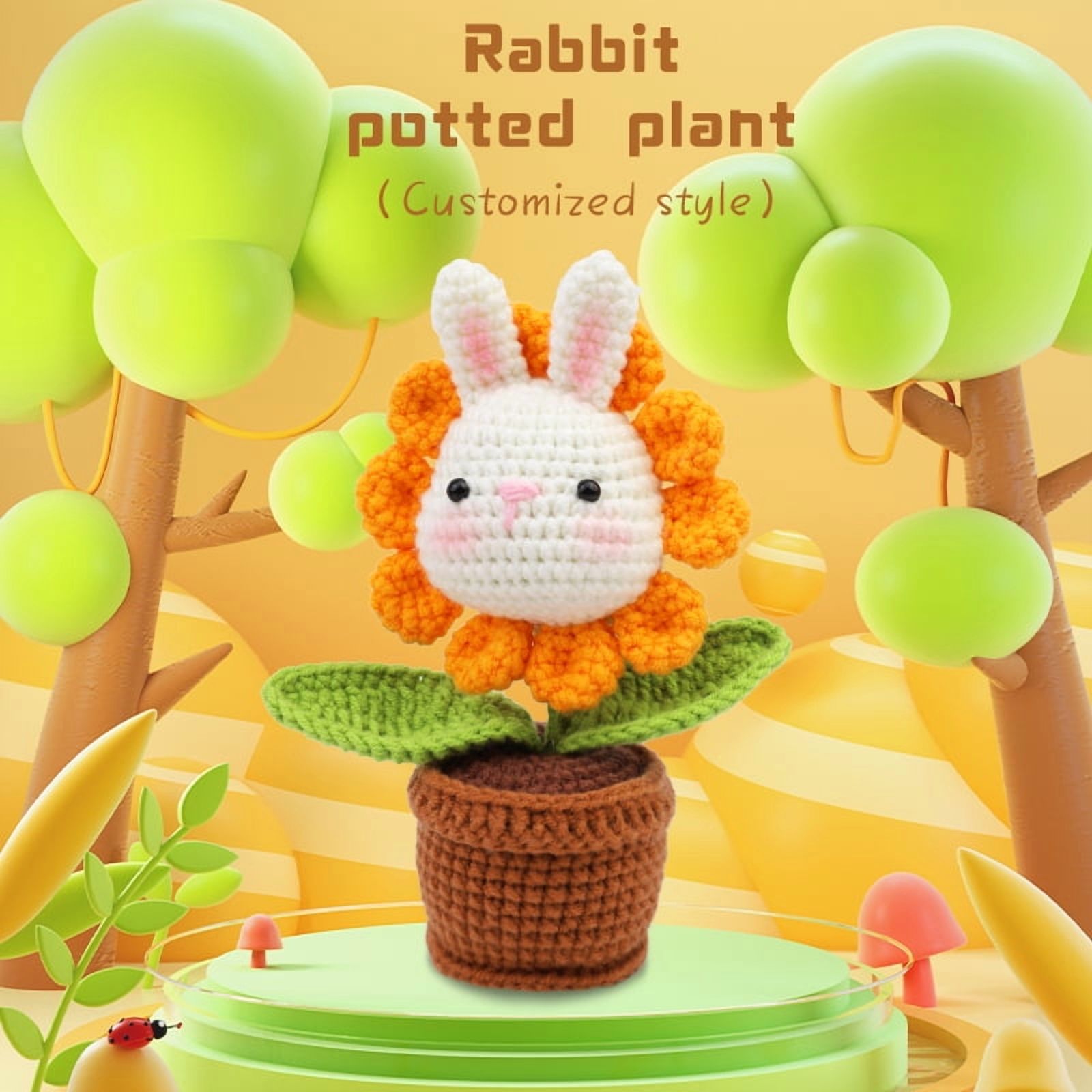 DIYCT Crochet Kit for Beginners - Beginner Crochet Kit for Adults Kids Gift - Complete Crochet Kits with Step by Step Video Tutorials, Easy Learn to Crochet Stuffed Animals Knitting Kit(Rabbit)