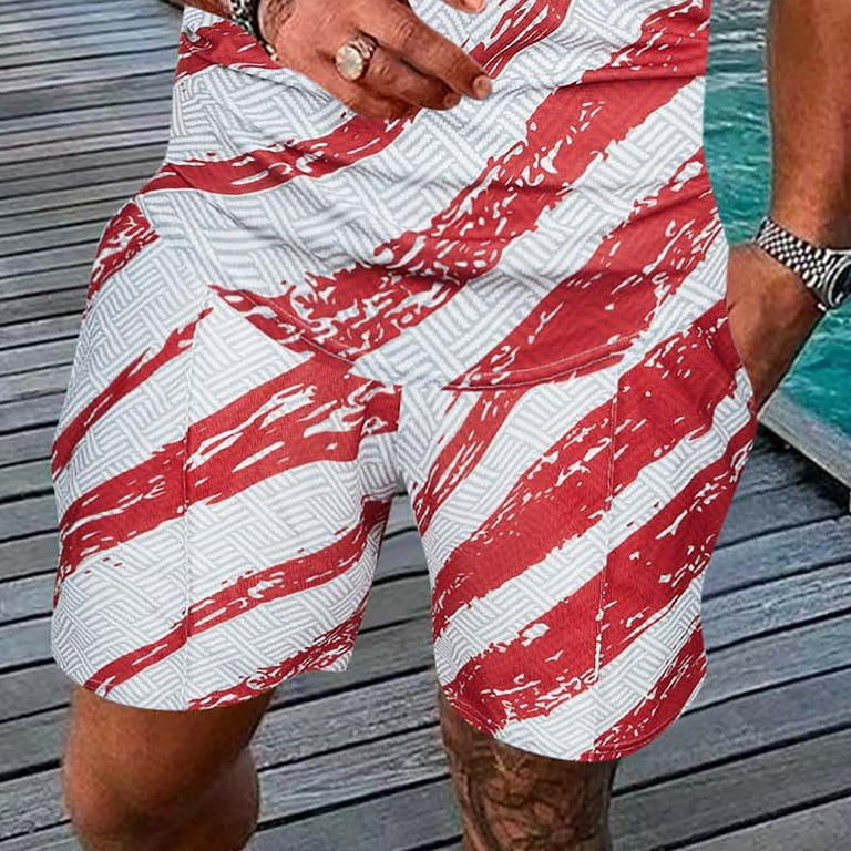 Mens striped shop drawstring shorts