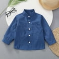 thumbnail image 4 of Kiijoy Toddler Boys Solid Long Sleeve Shirt Casual Neck Button Down Pocket Shirt, 4 of 5