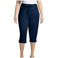 thumbnail image 1 of Capris Joggers pour Femmes Pantalon à Jambe Droite Coupe Jambe Taille Régulière Polyester Grande Taille Capris pour Dames Pantalons Capris Style C-72 Marine 3TG, 1 of 6