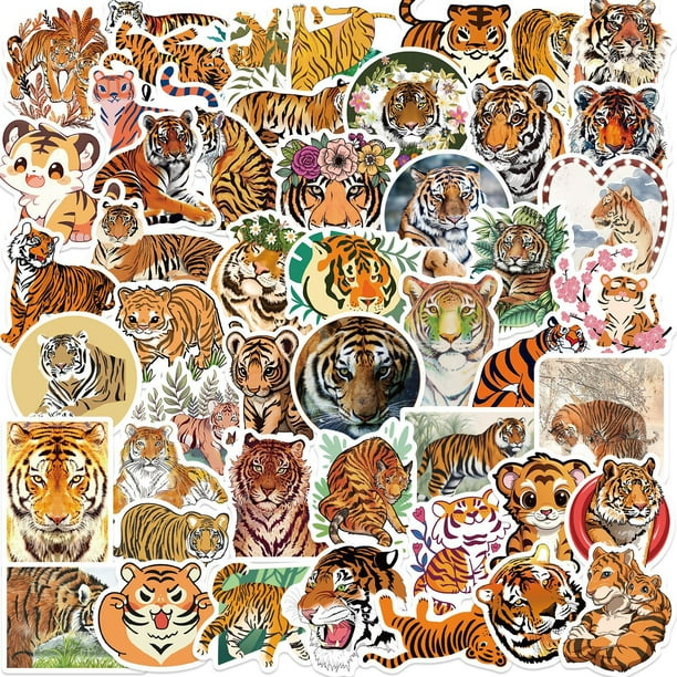Calcomanías de grafiti impermeables Stickers Tiger, 50 unidades, para portátil