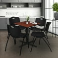 thumbnail image 2 of Cain 30" Square Breakroom Table- Cherry & 4 'M' Stack Chairs- Black, 2 of 8