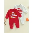 thumbnail image 3 of BemeyourBBs My First Valentine Day Baby Girl Boy Outfit Romper Heart Embroidery Long Sleeve Jumpsuit, 3 of 9