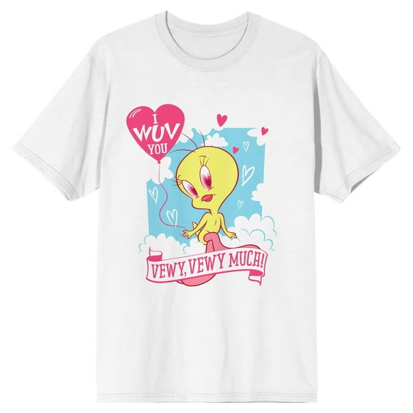 Looney Tunes Tweety My Tweet Heart Crew Neck Short Sleeve Women's White T-shirt
