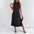 thumbnail image 4 of Women's Sleeveless Round Neck Split Hem Dress - Flowy Casual Summer Party Outfit - Loose Fit - XS-XXL Sizes, 4 of 8