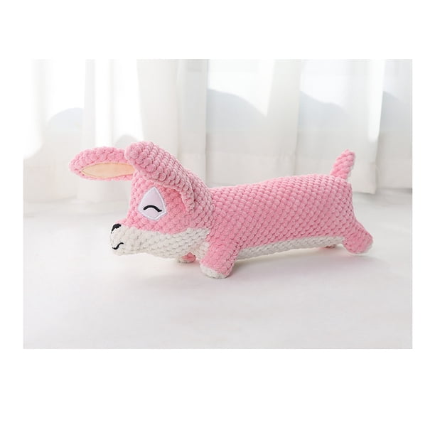 Juguete para perros de peluche, lindo dibujo animado para mascotas, juguete molar interactivo de dibujos animados, perro grande masculino, cachorro, juego, accesorios para mascotas, juguetes de sonido (cachorro rosa) ER