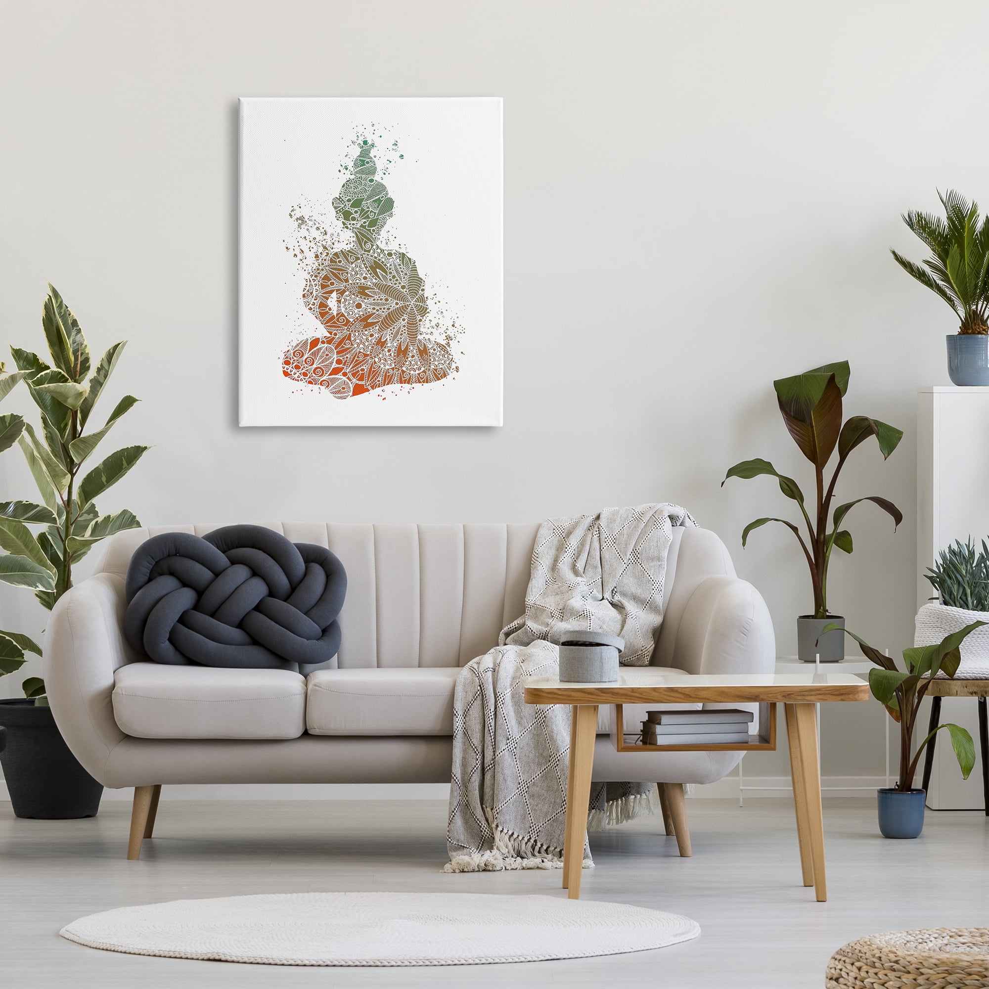 Stupell Industries Modern Floral Buddha Abstract Painting Gallery Wrapped Canvas Print Wall Art, 30 x 40
