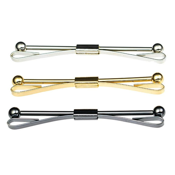 3Pcs Copper Collar Bar Shirt Clip Men's Shirt Suit Plated Metal Collar Pin for