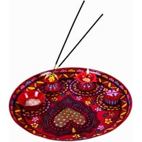 Hand Painted red Puja Thali With Diya: Arti Thali